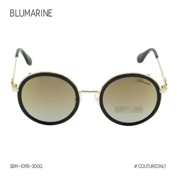 New Blumarine Black & Gold Women Sunglasses Round SBM-109S-300G Faux-Fur Limited - Picture 11 of 14